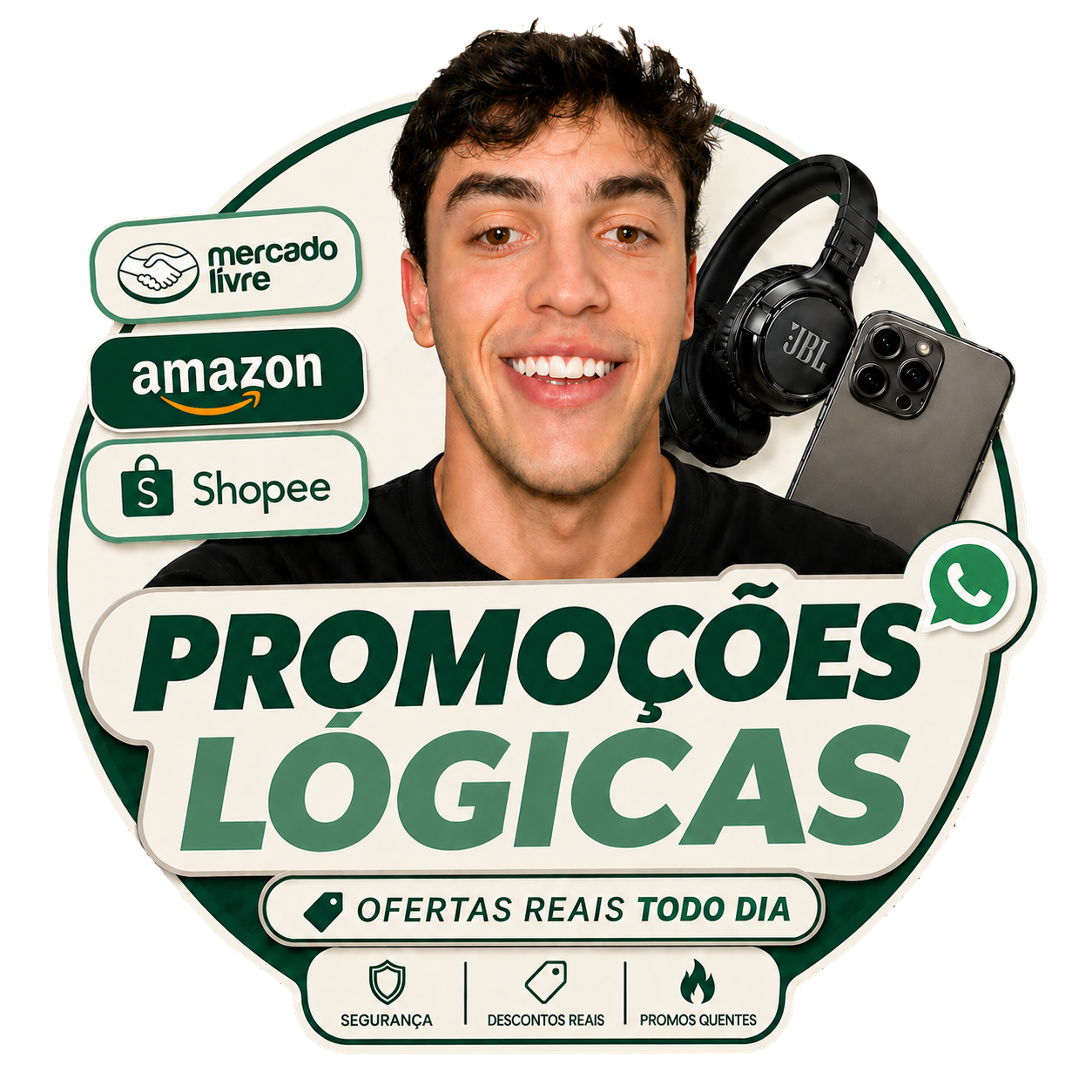 Logo ilustrada do Promoções Lógicas com marketplaces e ofertas no WhatsApp